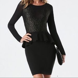 Black/Gold Mesh Peplum Dress